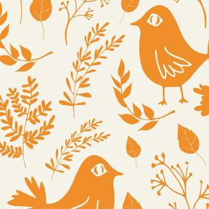 floral bird orange big