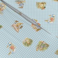 Peter Rabbit Character Toss - Medium Blue Gingham - Medium Scale