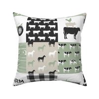 farm life - light sage green and tan - patchwork farming fabric 