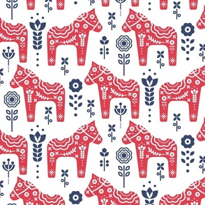 Dala Horse Blue and Red Floral