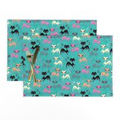 MOD PRANCING KITTEN-FABRIC-BLUE