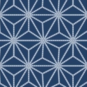 Six-Pointed Flower with Dots - Blue