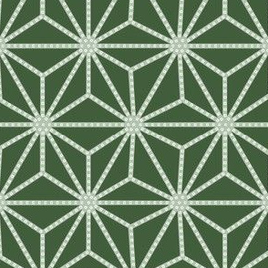 Six-Pointed Flower with Dots - Green