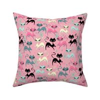 PRANCING KITTEN-FABRIC-PINK