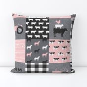 farm life - farm patchwork fabric - p and grey linen