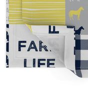 farm life - patchwork farm fabric - yellow and navy