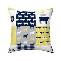 farm life - patchwork farm fabric - yellow and navy