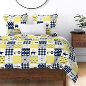 farm life - patchwork farm fabric - yellow and navy