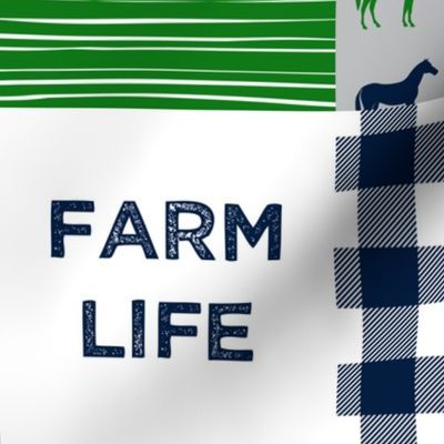 farm life - patchwork farm fabric - green and navy