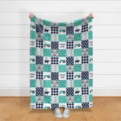 farm life - patchwork farm fabric - custom teal and navy