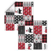 farm life - farming patchwork - red and black with rooster