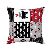farm life - farming patchwork - red and black with rooster