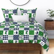 farm life - patchwork farm fabric - green and navy (90)