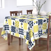 farm life - patchwork farm fabric - yellow and navy (90)