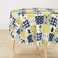 farm life - patchwork farm fabric - yellow and navy (90)