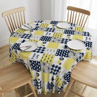 farm life - patchwork farm fabric - yellow and navy (90)