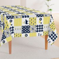 farm life - patchwork farm fabric - yellow and navy (90)