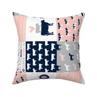 farm life - patchwork farm fabric - pink and navy (90)