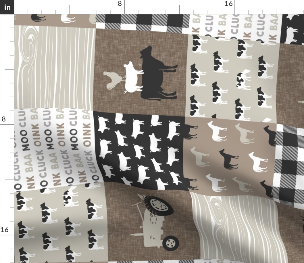 farm life - farm patchwork fabric - browns (90)