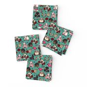 Tattoo Dogs- Teal-1 inch doggies