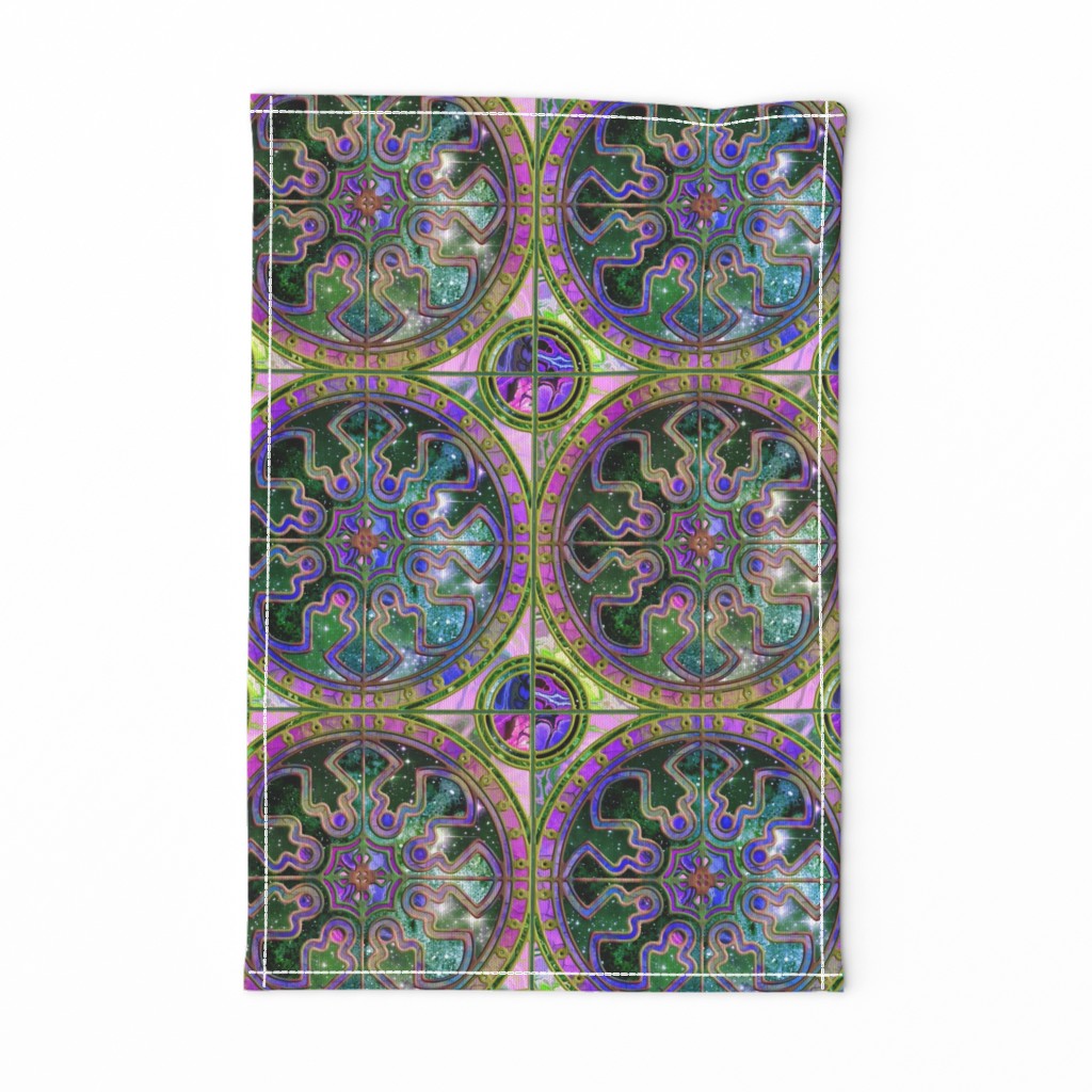 9" Bicolor ASTROSPACE SPANISH TILES PINK EMERALD TURQUOISE