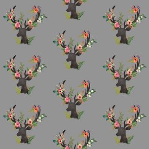 Floral Deer // Gray