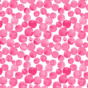 Watercolor bubbles pattern pink. Aquarelle circles design. 