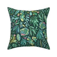 Cactuse and succulent design. Beautiful jungle and desert plants pattern. For Cacti lovers