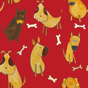 dogs on red background