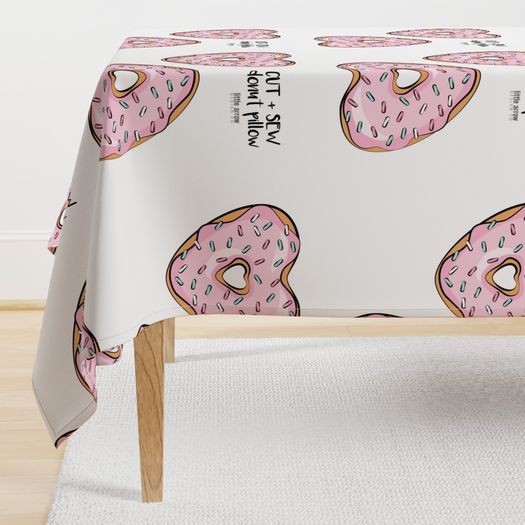 cut and sew - heart shaped donut pillow - pink with sprinkles