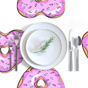 cut and sew - heart shaped donut pillows- bright pink with sprinkles