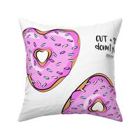 cut and sew - heart shaped donut pillows- bright pink with sprinkles