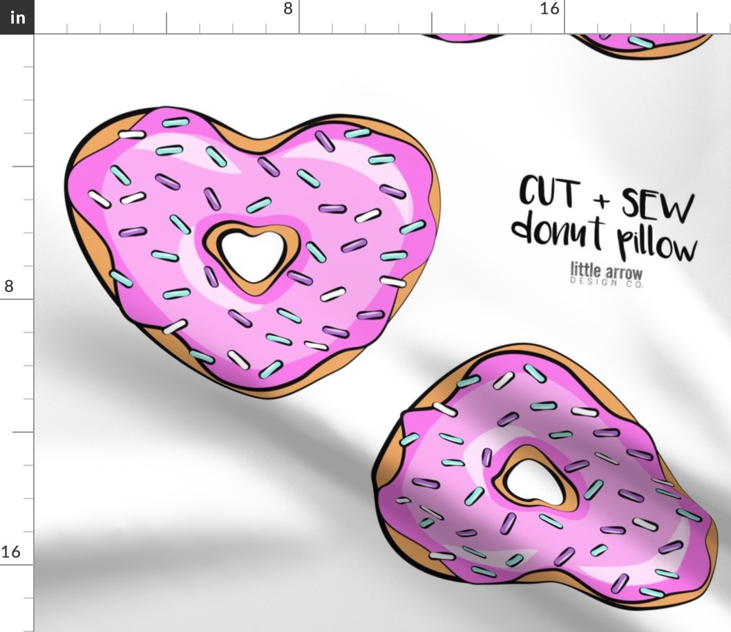 cut and sew - heart shaped donut pillows- bright pink with sprinkles