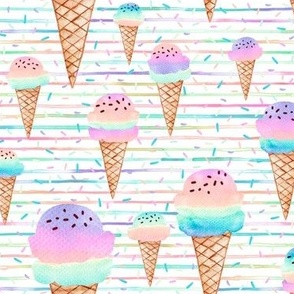 watercolor pastel ice cream cones