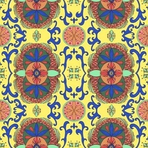 Spanish Tile Mandala on Yellow