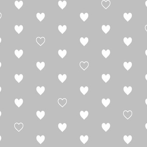 White Hearts on Gray – Love Heart Valentines Day