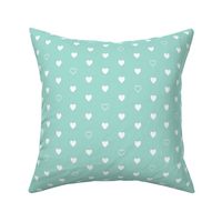 White Hearts on Mint – Love Heart Valentines Day