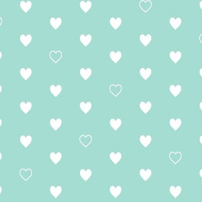 White Hearts on Mint – Love Heart Valentines Day