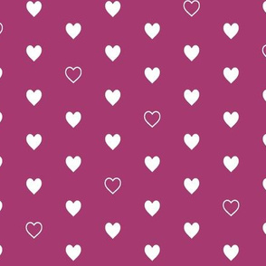 White Hearts on Raspberry Pink - Love Heart Valentines Day