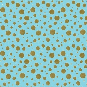 Gold Dots on Blue