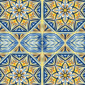 Golden Sunset Stars Border Tiles - Medium Scale