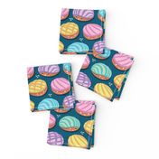 Small scale // Kawaii Mexican conchas // turquoise background