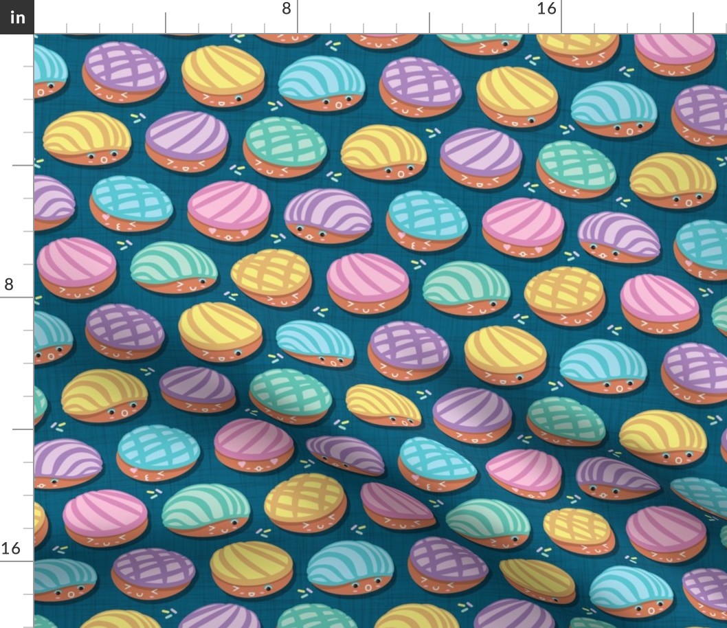 Small scale // Kawaii Mexican conchas // turquoise background