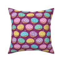 Small scale // Kawaii Mexican conchas // pink purple background