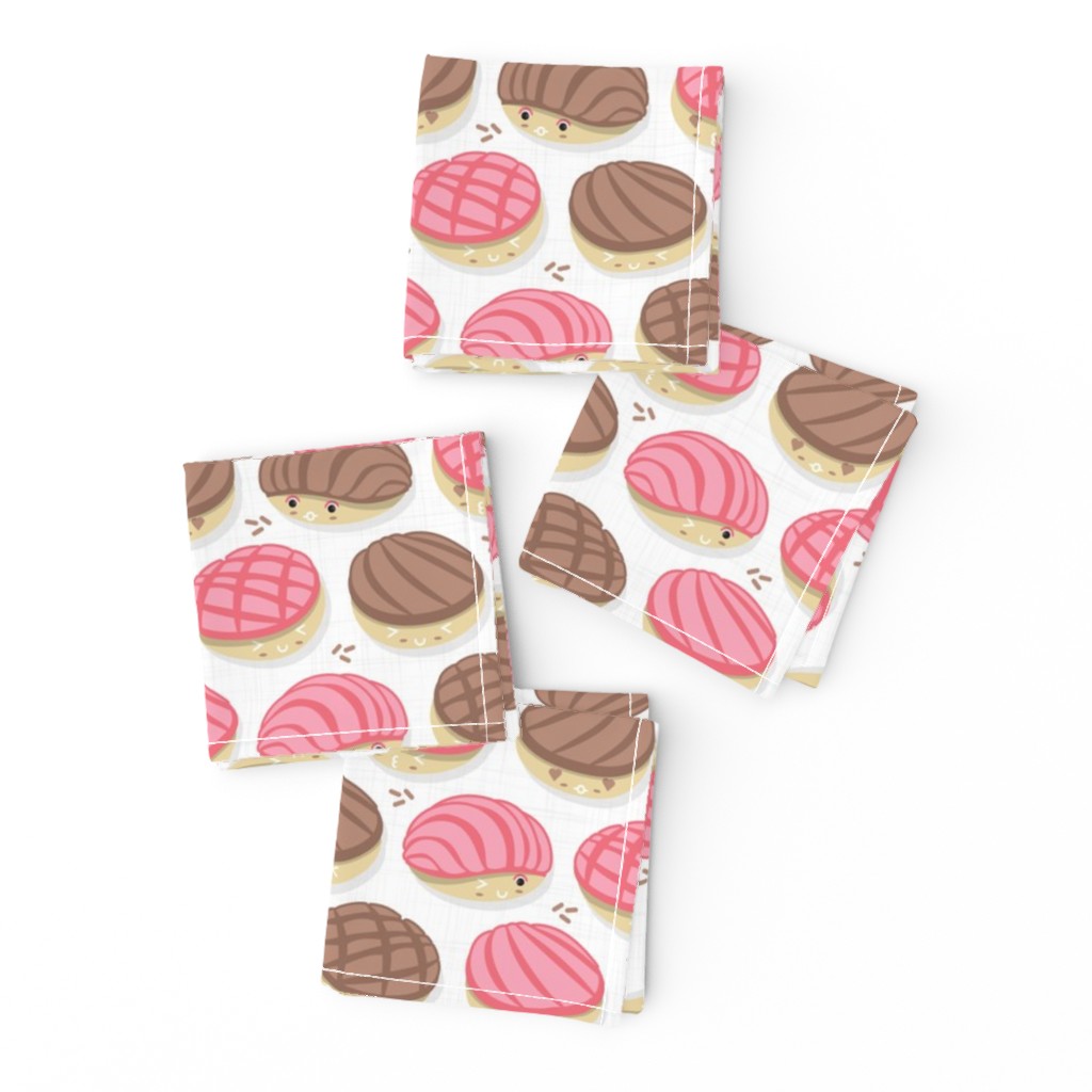 Small scale // Kawaii Mexican conchas // white background pink & brown shells