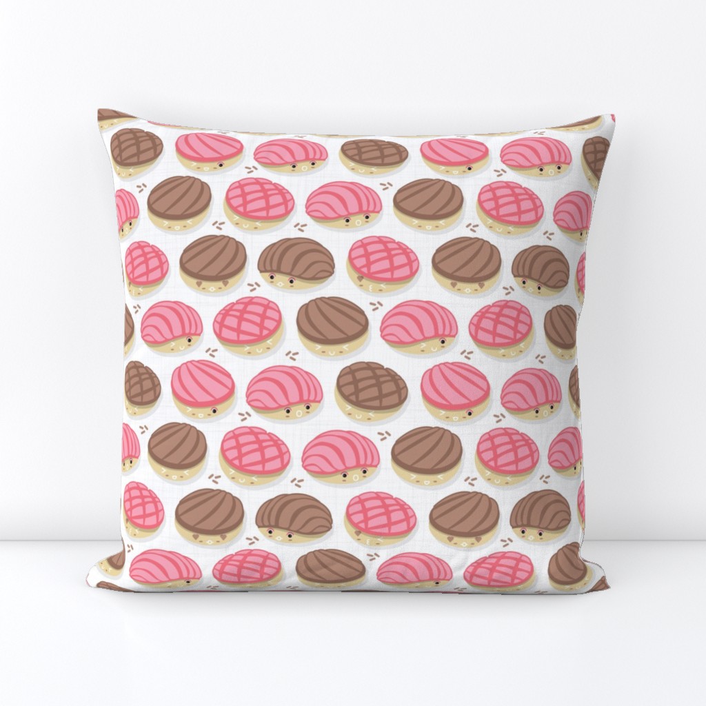 Small scale // Kawaii Mexican conchas // white background pink & brown shells