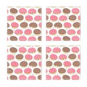 Small scale // Kawaii Mexican conchas // white background pink & brown shells