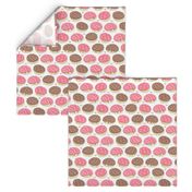 Small scale // Kawaii Mexican conchas // white background pink & brown shells