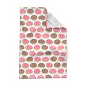 Small scale // Kawaii Mexican conchas // white background pink & brown shells