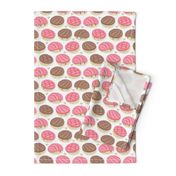 Small scale // Kawaii Mexican conchas // white background pink & brown shells